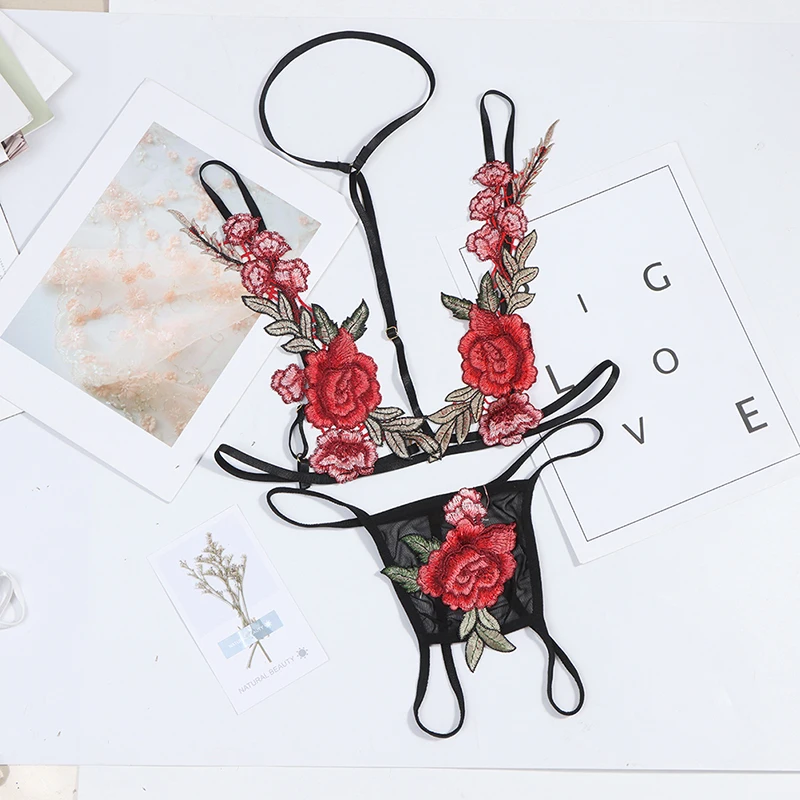 Women Sexy Bra Brief Set G-string Red Black Floral Embroidery Bralette Cupless Lace Bra Bustier Lingerie
Women Sexy Bra Brief Set G-string Red Black Floral Embroidery Bralette Cupless Lace Bra Bustier Lingerie