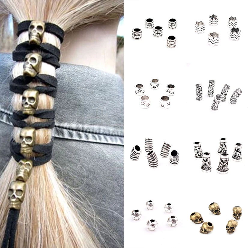 New Metal Skull Punk Dreadlock Beads Hair Braid Ring Women Men Scrunchie Viking Necklace Hole Jewelry Girl Hair Wear 5/10Pcs
New Metal Skull Punk Dreadlock Beads Hair Braid Ring Women Men Scrunchie Viking Necklace Hole Jewelry Girl Hair Wear 5/10Pcs