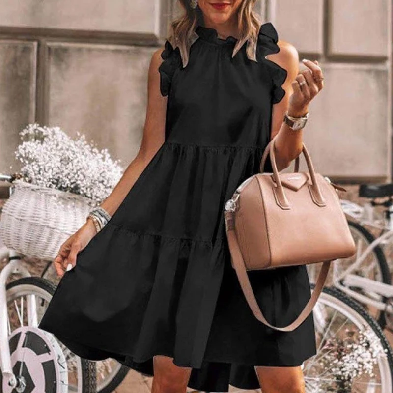 Women Casual Ruffle Pleated Dress White/Black/Gray/Green High Waist Midi Dress Ladies Sleeveless Office Dress Vestidos
Women Casual Ruffle Pleated Dress White/Black/Gray/Green High Waist Midi Dress Ladies Sleeveless Office Dress Vestidos