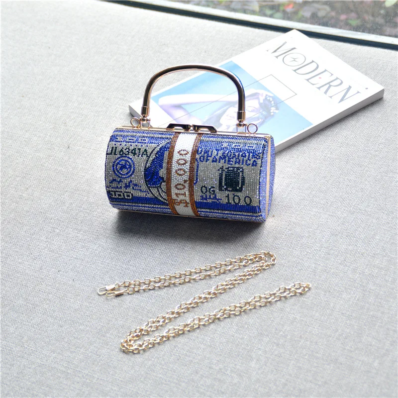Money Clutch Diamonds Purse Dollars Stack of Cash Evening Handbag For Women 2021 Metal Handle Bucket Shoulder Wedding Dinner Bag 
Money Clutch Diamonds Purse Dollars Stack of Cash Evening Handbag For Women 2021 Metal Handle Bucket Shoulder Wedding Dinner Bag