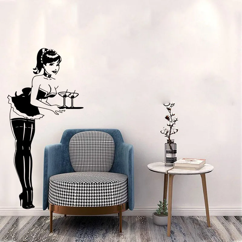 Sexy Pinup Maid Coffee Bar Wall Sticker Living Room Beauty Fashion Girl Wine Cafe Pub Wall Decal Vinyl Decor
Sexy Pinup Maid Coffee Bar Wall Sticker Living Room Beauty Fashion Girl Wine Cafe Pub Wall Decal Vinyl Decor