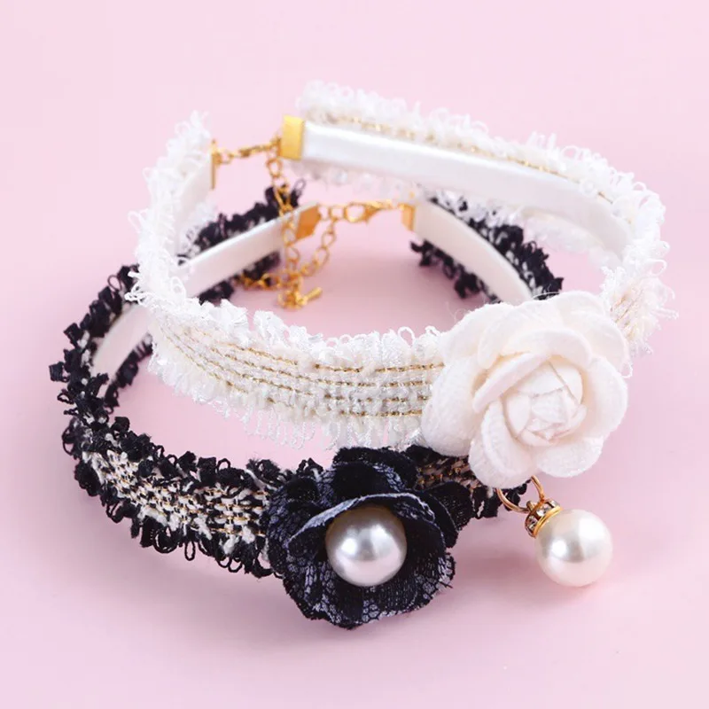 Pet Collar Cat Dog Pearl Necklace Black and White Lace Collar Puppy Wedding Dress Collar Small Dog Safe Leash Accessories
Pet Collar Cat Dog Pearl Necklace Black and White Lace Collar Puppy Wedding Dress Collar Small Dog Safe Leash Accessories