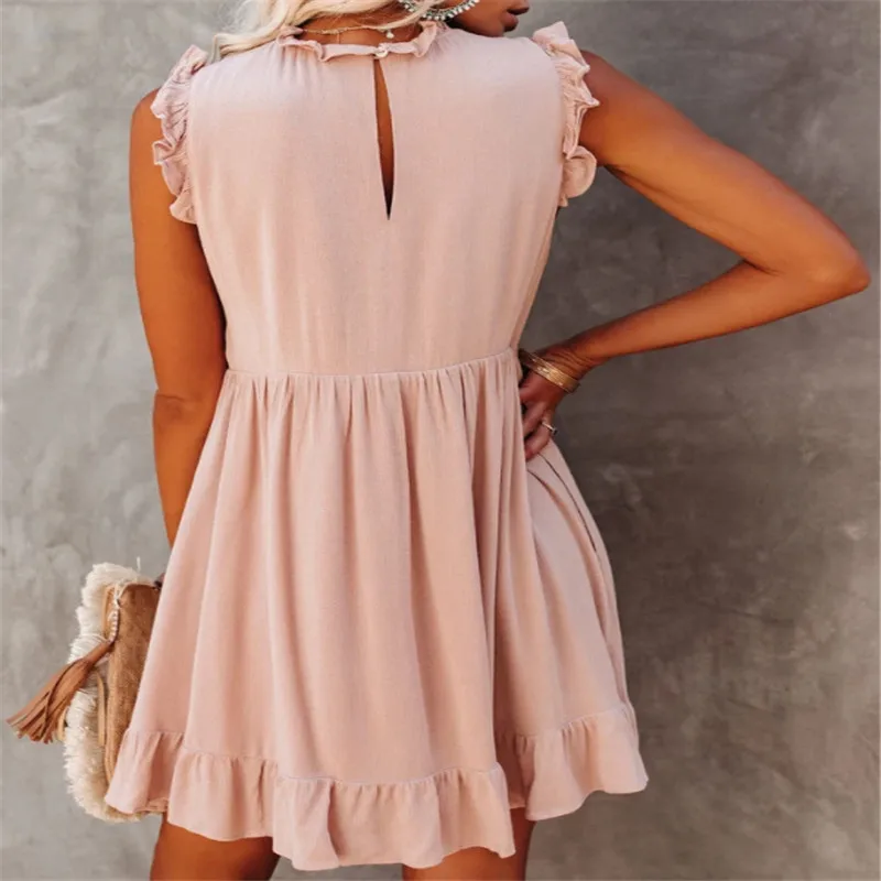 2021 New Women Summer Dress Sexy Ruffles Sleeveless Dress For Ladies Casual Fold Street Wear 3 Colors Drop Shipping
2021 New Women Summer Dress Sexy Ruffles Sleeveless Dress For Ladies Casual Fold Street Wear 3 Colors Drop Shipping