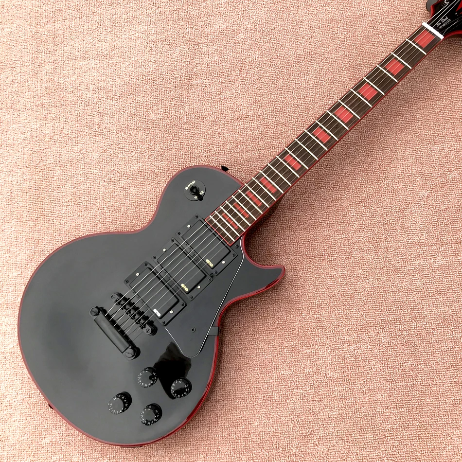 

OEM 6 string electric guitar, 3 pickup guitars, black electric guitar, red edge binding, free delivery