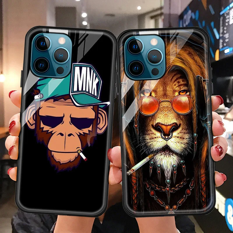 Luxurious Personality Monkey Glass Shell Phone Case for Iphone 12 Mini 11 13 Pro Max 7 8 Plus X XR XS Max SE 2020 Silicone Cover 
Luxurious Personality Monkey Glass Shell Phone Case for Iphone 12 Mini 11 13 Pro Max 7 8 Plus X XR XS Max SE 2020 Silicone Cover