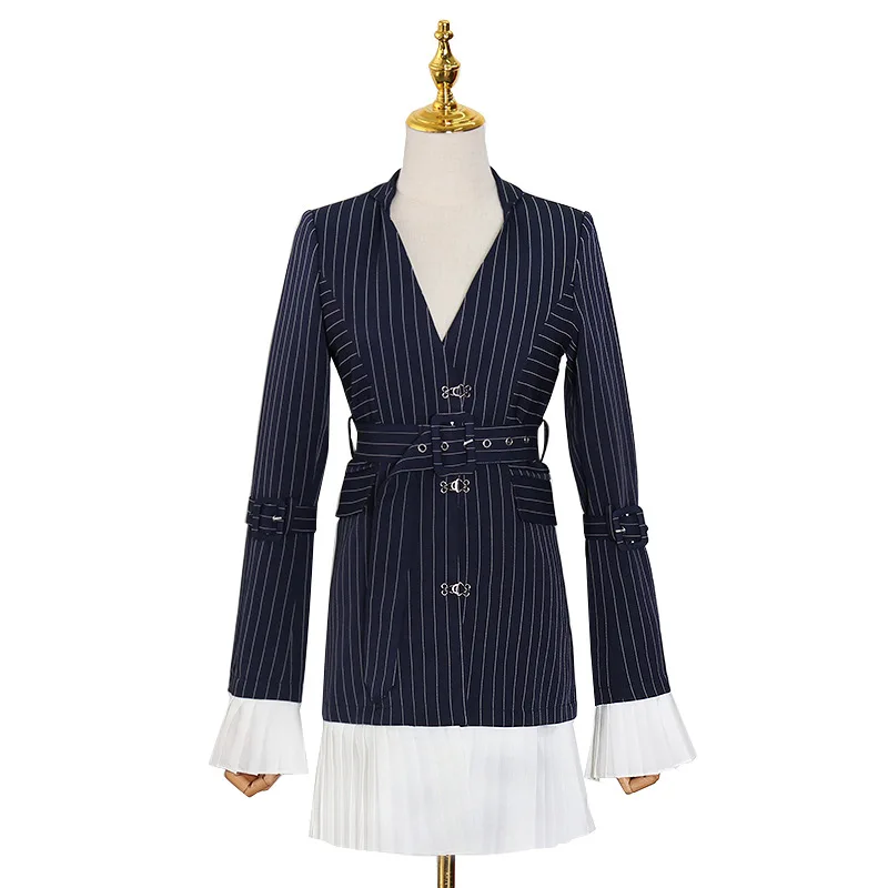 Elegant Stitching cropped blazer Fake Two-Piece Slim-Fit Waist Hugging Mid-Length Strong Striped Young Suit Jacket for Women
Elegant Stitching cropped blazer Fake Two-Piece Slim-Fit Waist Hugging Mid-Length Strong Striped Young Suit Jacket for Women