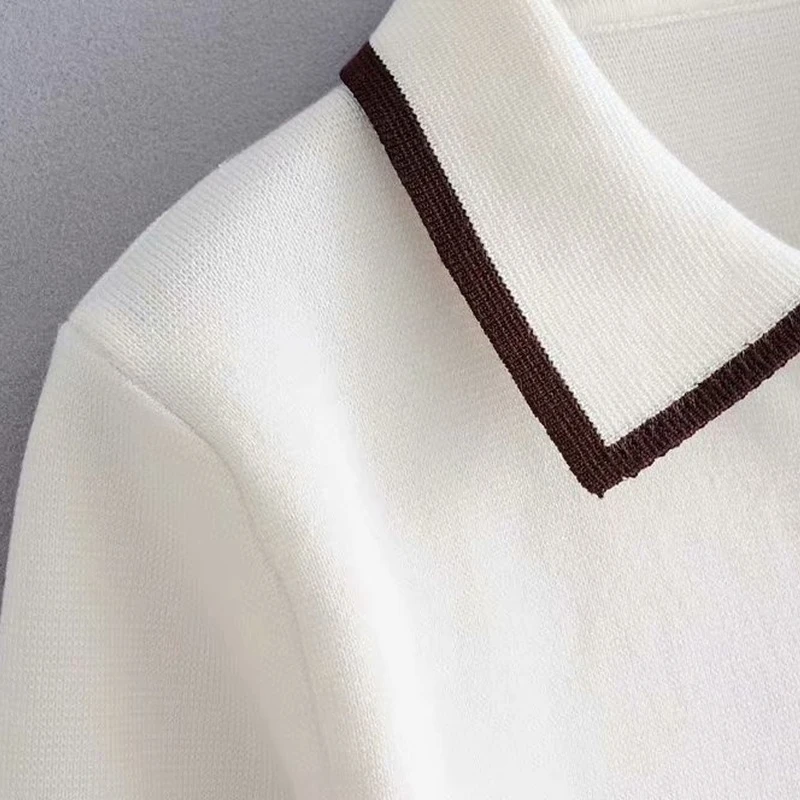 Lapel Collar Half Sleeve Elegant Knit Pullovers Pockets Zipper Contrast Color Design Women Sweaters 2021 Spring Chic Ol Tops
Lapel Collar Half Sleeve Elegant Knit Pullovers Pockets Zipper Contrast Color Design Women Sweaters 2021 Spring Chic Ol Tops
