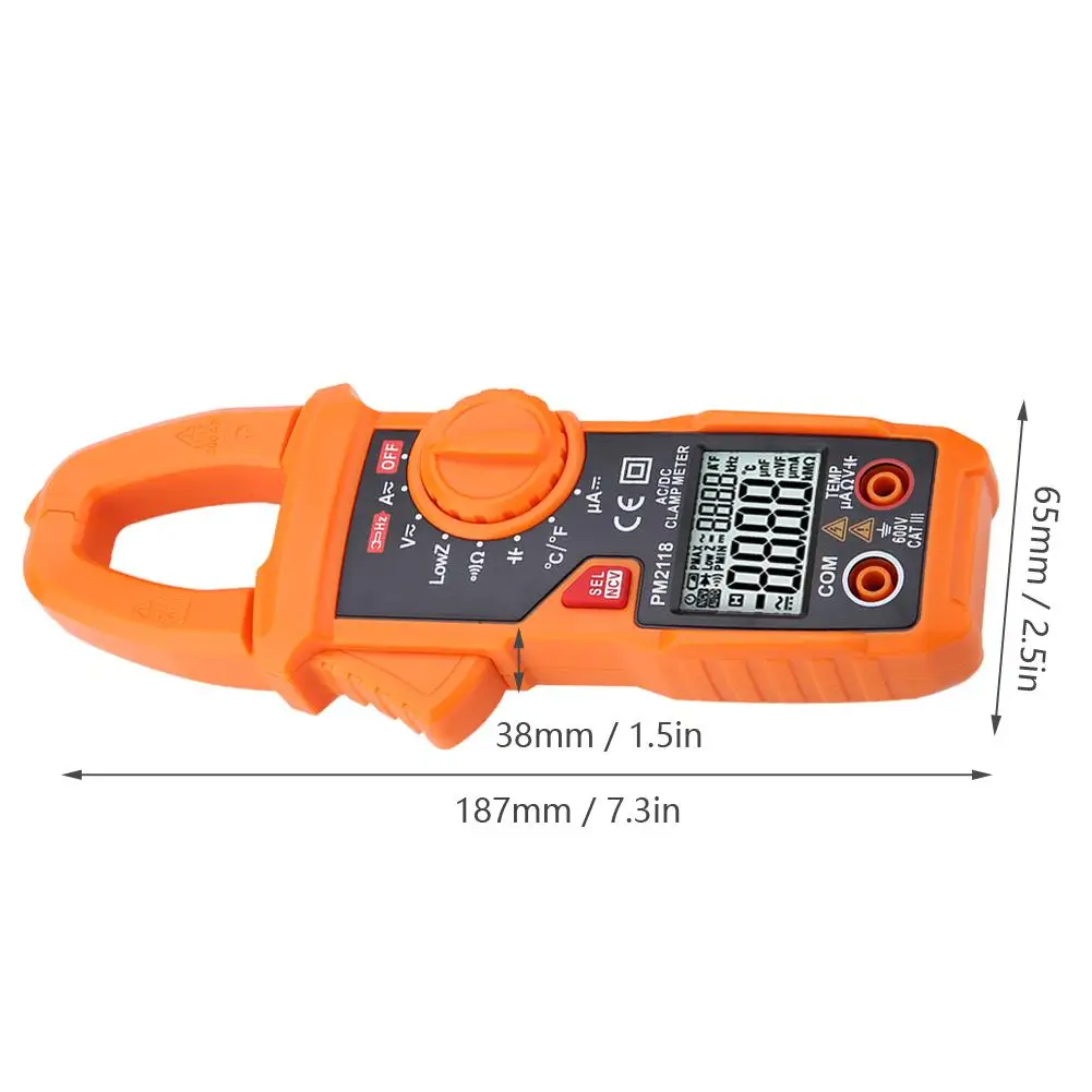 Dual Display 6000 Counts Auto Range AC Digital Clamp Meter with Clamp Frequency Test PM2118
Dual Display 6000 Counts Auto Range AC Digital Clamp Meter with Clamp Frequency Test PM2118