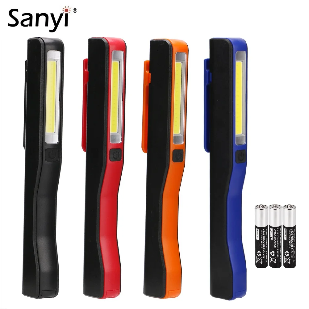 

COB LED Flashlight Mini Penlight Magnetic Working Light Torch Inspection Lamp Pocket Clip Light Portable Lanterna For Car Repair