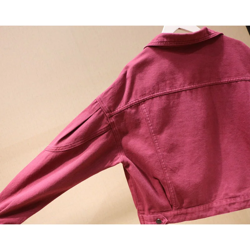 Wine red Short Denim jacket Women Loose Vintage Long sleeve Big pocket Spring 2021 Jaqueta Feminina Female Basic Jeans jacket
Wine red Short Denim jacket Women Loose Vintage Long sleeve Big pocket Spring 2021 Jaqueta Feminina Female Basic Jeans jacket