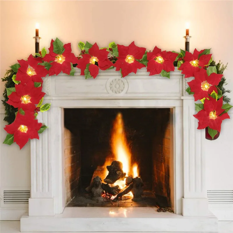 2m Christmas Decoration Poinsettia Flowers String Light Led Garland Christmas Home Decoration Xmas Tree Ornament Navidad Noel
2m Christmas Decoration Poinsettia Flowers String Light Led Garland Christmas Home Decoration Xmas Tree Ornament Navidad Noel