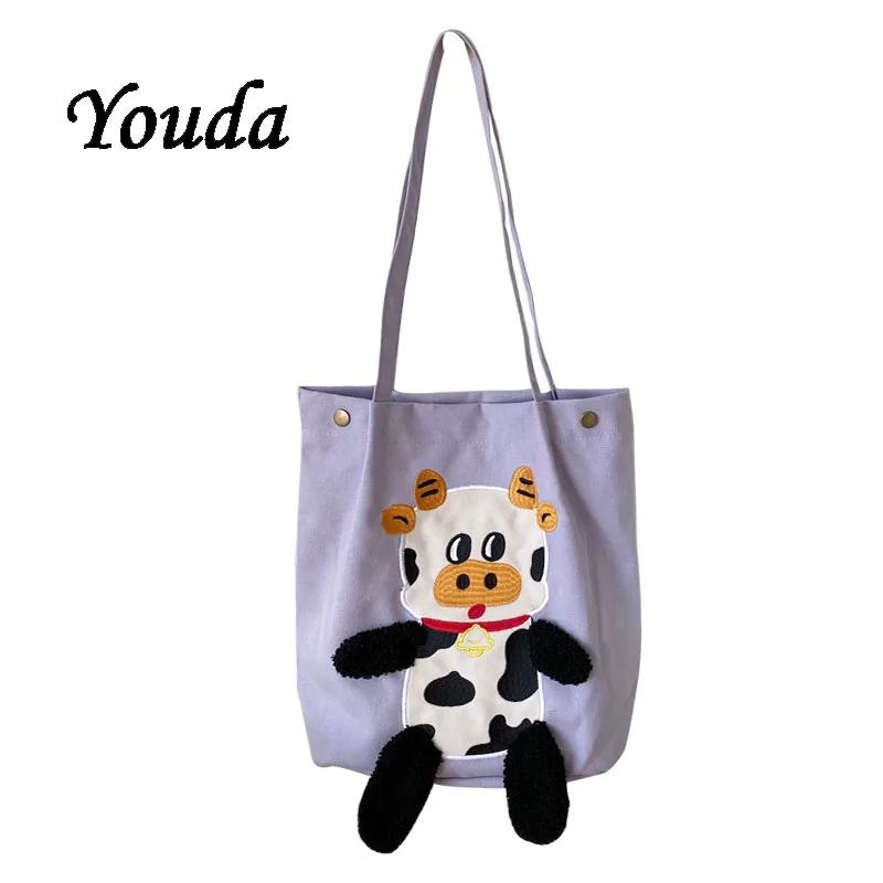 Women's Canvas Shoulder Bag Korean Girl Cute Cow Female Handbag Student Fashion All-match Large-capacity Reusable Shopping Bag
Women's Canvas Shoulder Bag Korean Girl Cute Cow Female Handbag Student Fashion All-match Large-capacity Reusable Shopping Bag