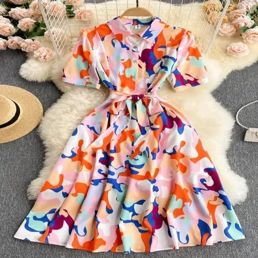 Women's Elegant Printed Single Breasted Shirt Dress Ladies Summer Short Sleeve Streetwear Midi Dress Ladies Office Vestidos
Women's Elegant Printed Single Breasted Shirt Dress Ladies Summer Short Sleeve Streetwear Midi Dress Ladies Office Vestidos