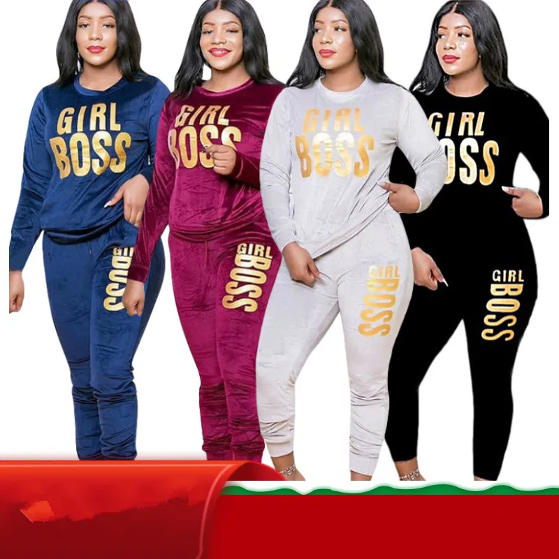 New Plus Size Letter Print Velvet Women's Set Sweatshirt Top Jogger Pants Suit Tracksuit Two Piece Set Fitness Outfit XL-5XL
New Plus Size Letter Print Velvet Women's Set Sweatshirt Top Jogger Pants Suit Tracksuit Two Piece Set Fitness Outfit XL-5XL