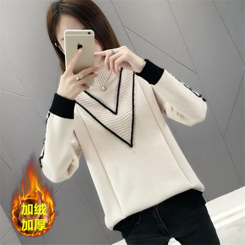 Style for Autumn and Winter Korean-Style Sweater Women's Brushed and Thick Loose Pullover Knit Low Waist Jersey Top Fashion
Style for Autumn and Winter Korean-Style Sweater Women's Brushed and Thick Loose Pullover Knit Low Waist Jersey Top Fashion