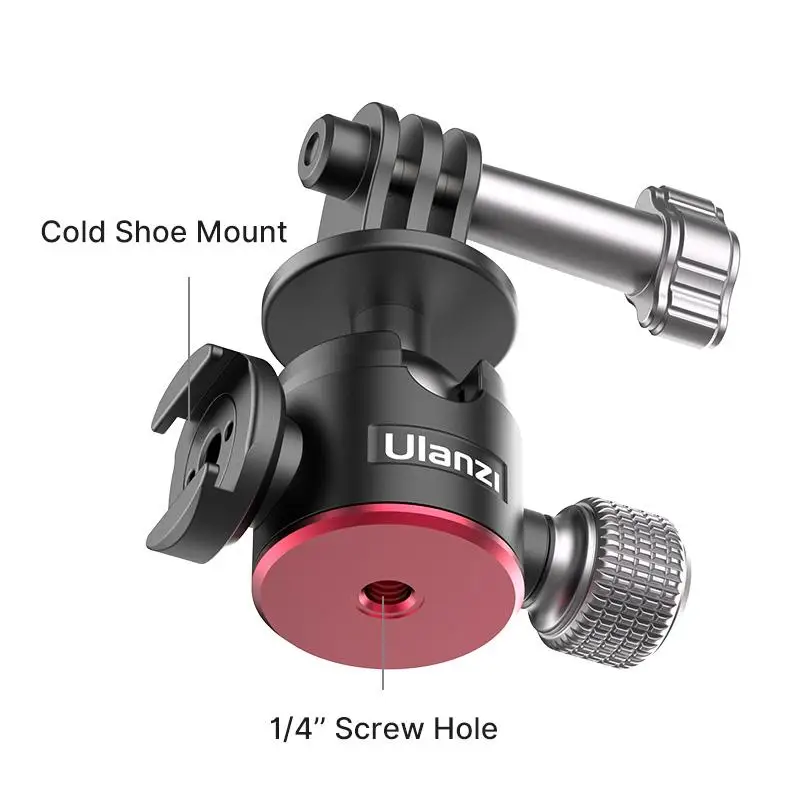 Ulanzi U-130 Aluminum Alloy 360 Rotation Tripod Head Double-sided Openings With Side Cold Shoe Mouth bottom 1 /4 screw hole
Ulanzi U-130 Aluminum Alloy 360 Rotation Tripod Head Double-sided Openings With Side Cold Shoe Mouth bottom 1 /4 screw hole