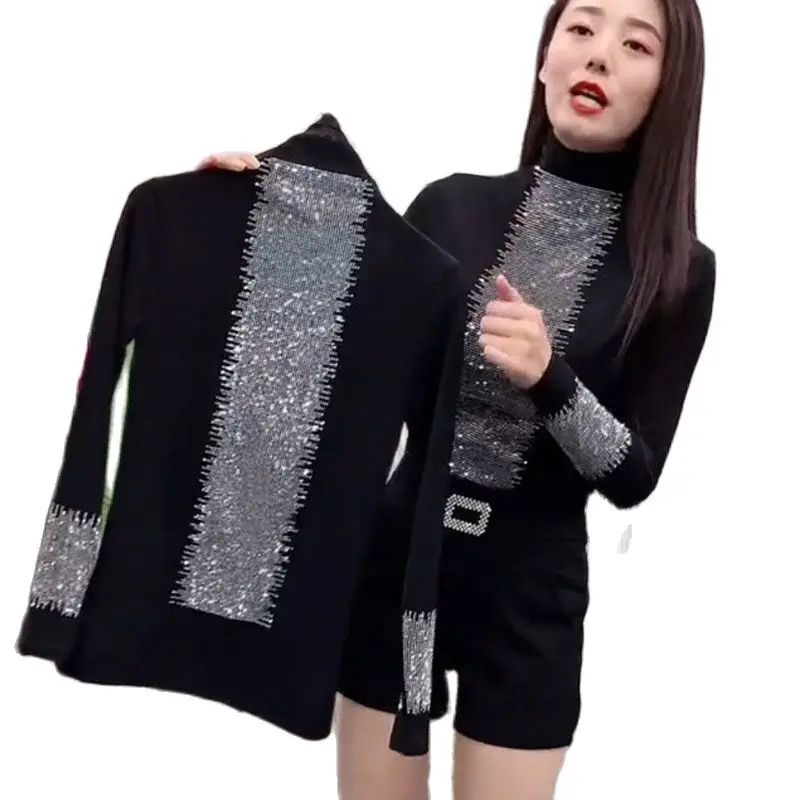 2021 Autumn Heavy Industry Starry Hot Diamond Thin Bottoming Blouses Women's Inner Jacket Slim Black Small Shirt Trend M224
2021 Autumn Heavy Industry Starry Hot Diamond Thin Bottoming Blouses Women's Inner Jacket Slim Black Small Shirt Trend M224