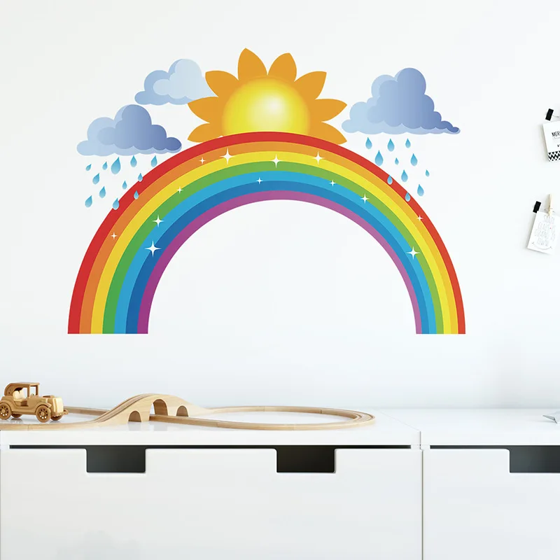 Rainbow Clouds Rain Sun Wall Sticker Home Decoration for Baby Kids Rooms Bedroom Decor Cartoons Wallpaper Self-adhesive Stickers
Rainbow Clouds Rain Sun Wall Sticker Home Decoration for Baby Kids Rooms Bedroom Decor Cartoons Wallpaper Self-adhesive Stickers