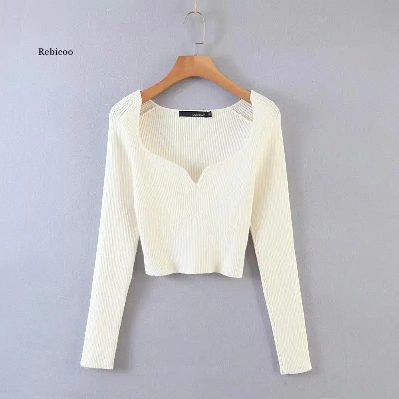 Sexy Knitted Sweater Women White Square Neck Short Sweater Pullovers Women Autumn Slim Long Sleeve Crop Top Fashion
Sexy Knitted Sweater Women White Square Neck Short Sweater Pullovers Women Autumn Slim Long Sleeve Crop Top Fashion