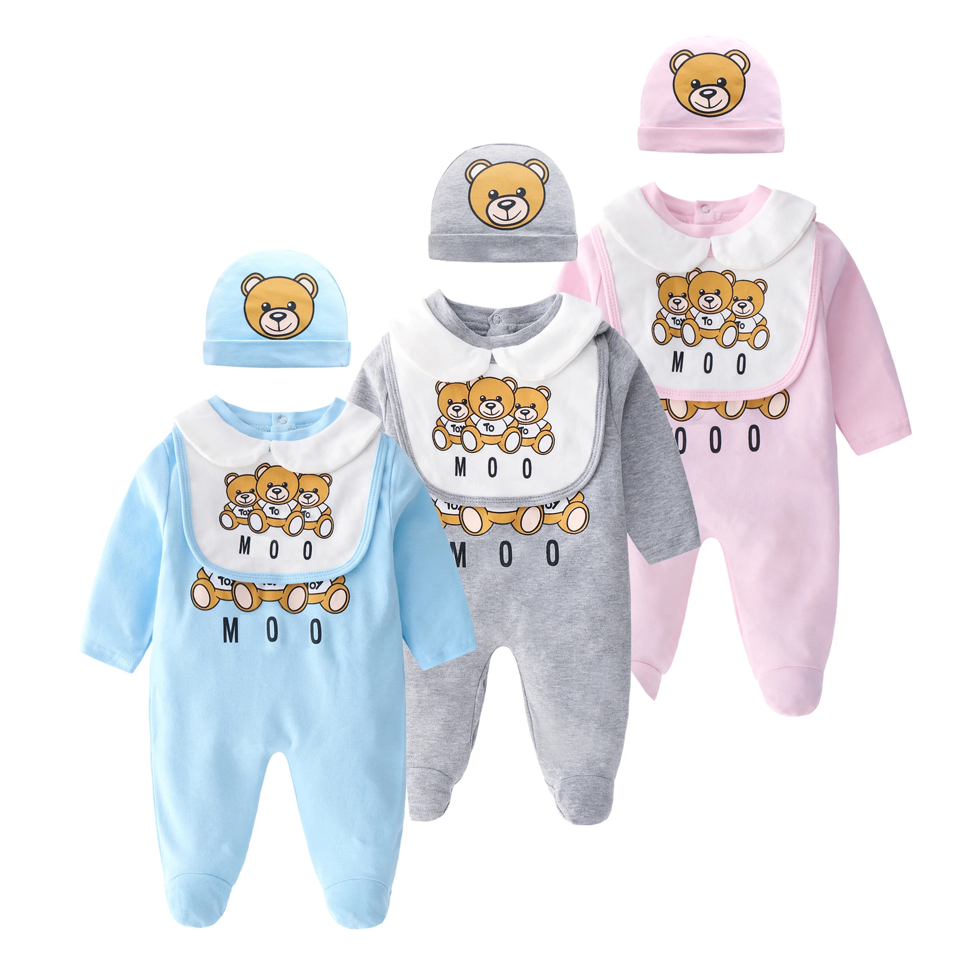 Summer fashion newborn baby clothes Short-sleeved Cotton cute cartoon Little bear new born baby boy girl romper and hat Bibs Set
Summer fashion newborn baby clothes Short-sleeved Cotton cute cartoon Little bear new born baby boy girl romper and hat Bibs Set