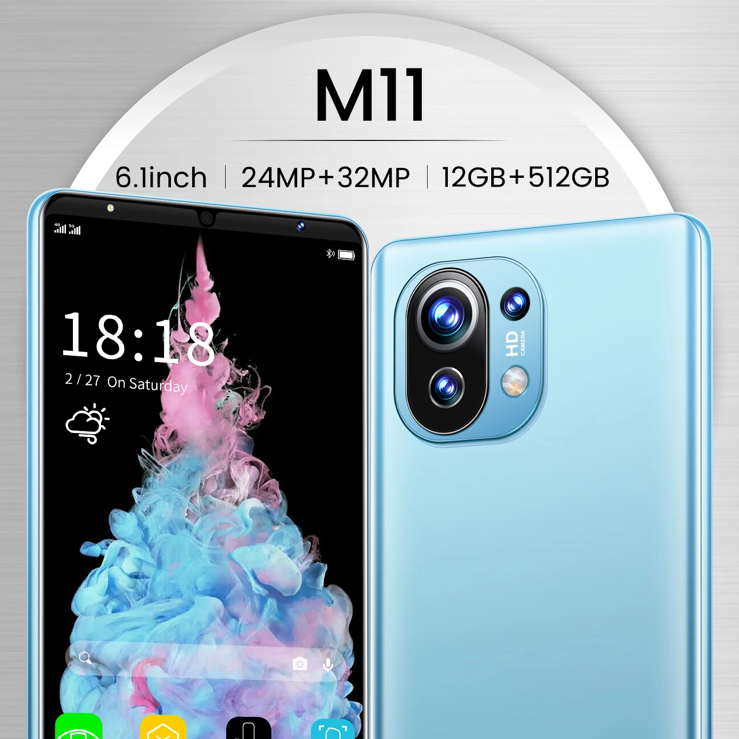 Xiao M11 Newest Gift Smartphone 12G 512G 32MP Camera 6.1" 5G Dual SIM Card Global Version 5200mAh Mobile Phone Google GPS WiFi
Xiao M11 Newest Gift Smartphone 12G 512G 32MP Camera 6.1" 5G Dual SIM Card Global Version 5200mAh Mobile Phone Google GPS WiFi