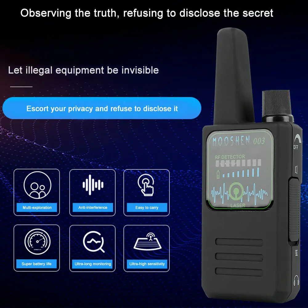 NEW M003 Multi-function Anti-spy Detector Camera GSM Audio Bug Finder GPS Signal Lens RF Tracker Detect Wireless Detector 
NEW M003 Multi-function Anti-spy Detector Camera GSM Audio Bug Finder GPS Signal Lens RF Tracker Detect Wireless Detector