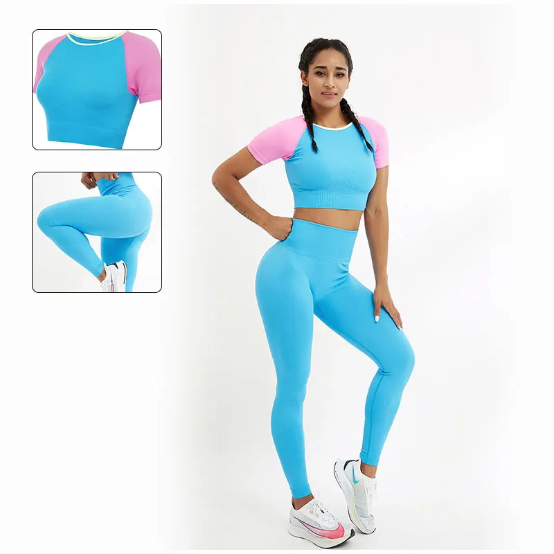 2021 Seamless Short Sleeve Sport Suit Newest 2 Piece Crop Top High Waist Seamless Leggings Women's Gym Workout Clothes Yoga Set
2021 Seamless Short Sleeve Sport Suit Newest 2 Piece Crop Top High Waist Seamless Leggings Women's Gym Workout Clothes Yoga Set