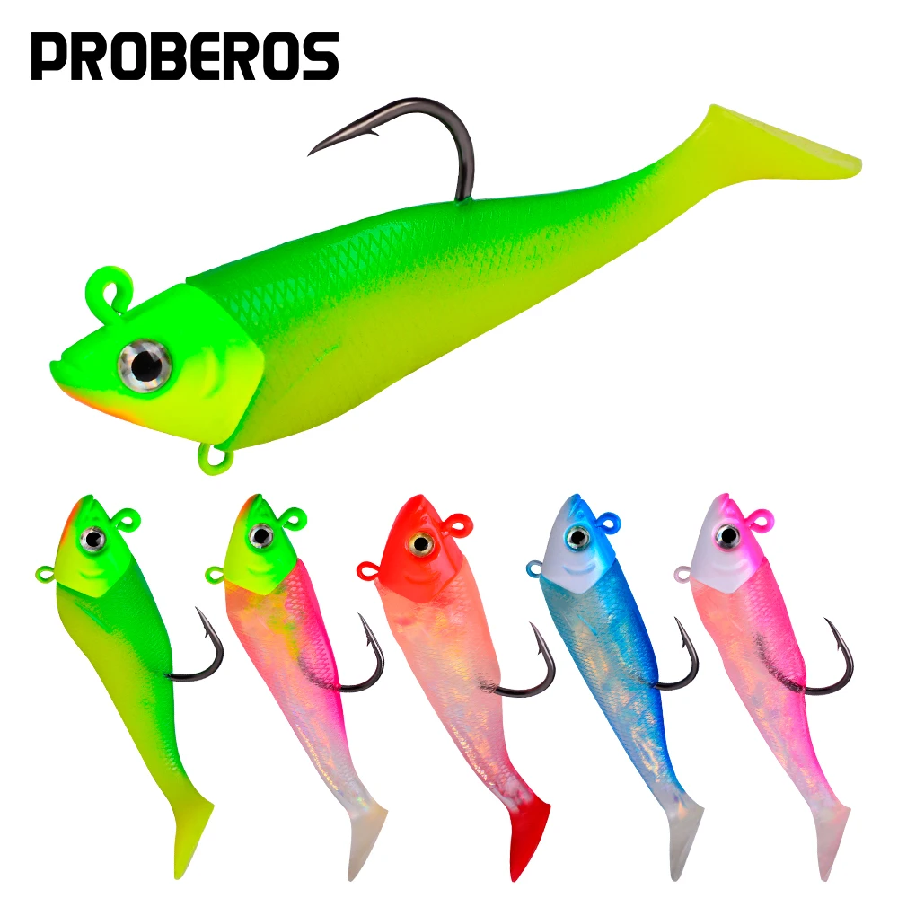 PROBEROS Jig Head Soft Silicone Fishing Lure Wobblers Swimbait Artificial Soft Bait Bass Fishing Tackle (1Head + 2 Tail)
PROBEROS Jig Head Soft Silicone Fishing Lure Wobblers Swimbait Artificial Soft Bait Bass Fishing Tackle (1Head + 2 Tail)
