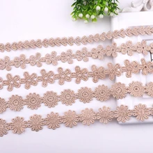 2yards Gold Line Small Petals Daisy Embroidery Lace Trim Ribbons Garment Accessories DIY Knitting Handmade Sewing Collar Lace