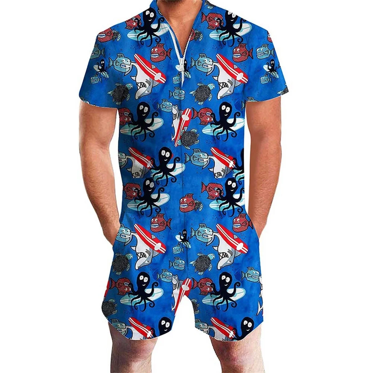 Cloudstyle Mens Rompers Short Sleeve 3D Printed Zipper Romper Casual Pants Jumpsuit Overall Shirt T-Shirt Shorts Set
Cloudstyle Mens Rompers Short Sleeve 3D Printed Zipper Romper Casual Pants Jumpsuit Overall Shirt T-Shirt Shorts Set
