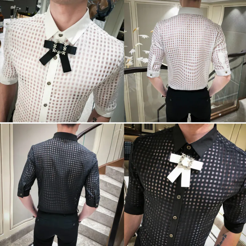 Summer Lace Hollow Out Shirt Men Streetwear Night Club Party Dress Shirts Casual Slim Fit Tuxedo Shirts Camisa Social Masculina
Summer Lace Hollow Out Shirt Men Streetwear Night Club Party Dress Shirts Casual Slim Fit Tuxedo Shirts Camisa Social Masculina