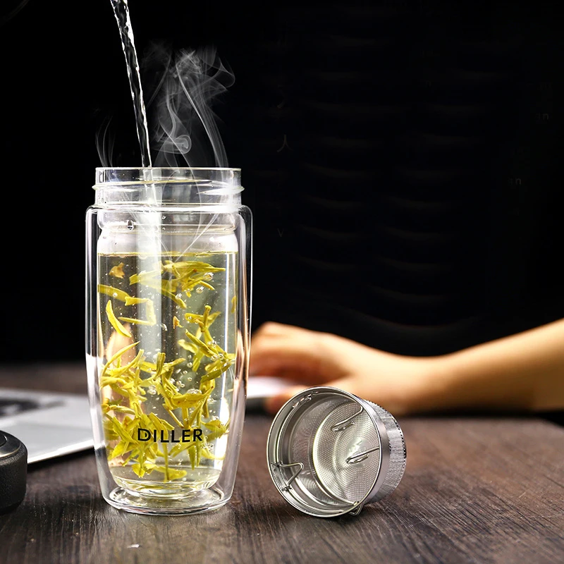 Glass Tea Infuser with Filter Double Layer Water Bottle Drinking Coffee Anti-Scalding Design Loose Leaf Office Cups Mug Business
Glass Tea Infuser with Filter Double Layer Water Bottle Drinking Coffee Anti-Scalding Design Loose Leaf Office Cups Mug Business