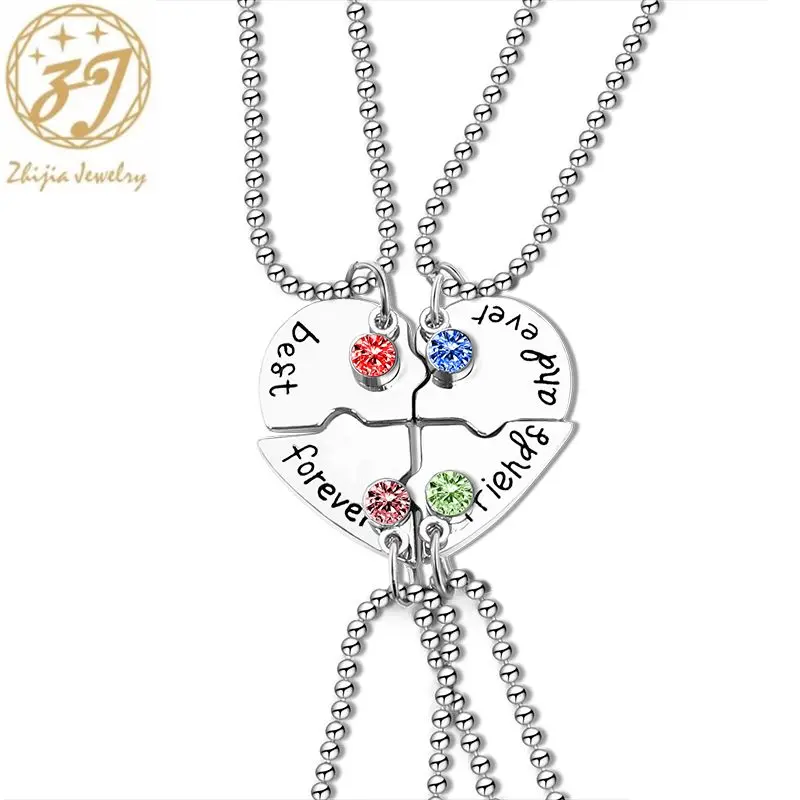 zhijia new trendy heart shape best friends forever and ever pendant necklace for classic friendship jewelry gifts | Украшения и