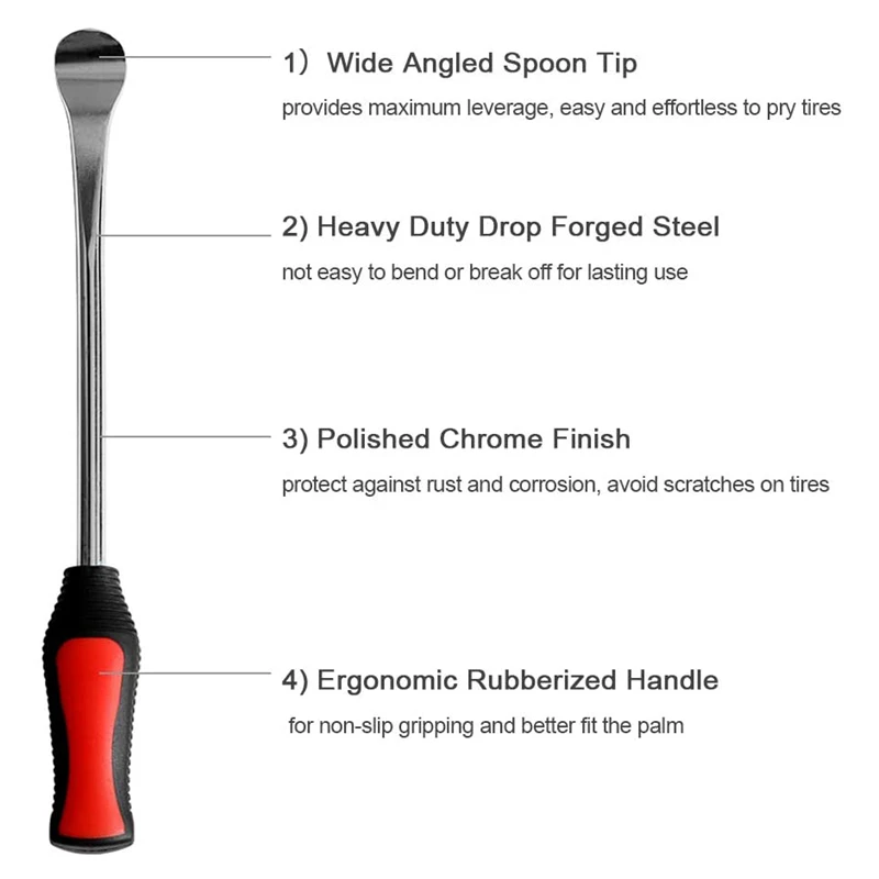 11 inch Tire Spoons Motorcycle Tire Changing Tools Bike Tire Iron Levers Repair Kit with 3 Pcs Rim Protectors
11 inch Tire Spoons Motorcycle Tire Changing Tools Bike Tire Iron Levers Repair Kit with 3 Pcs Rim Protectors