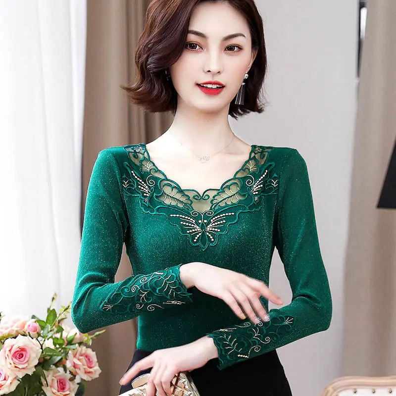 Women 2021 Autumn Winter Lace Long Sleeve V-neck Tops Female Large Size Shirt Clothing Ladies Hollow Out Casual Slim Blouse X223
Women 2021 Autumn Winter Lace Long Sleeve V-neck Tops Female Large Size Shirt Clothing Ladies Hollow Out Casual Slim Blouse X223