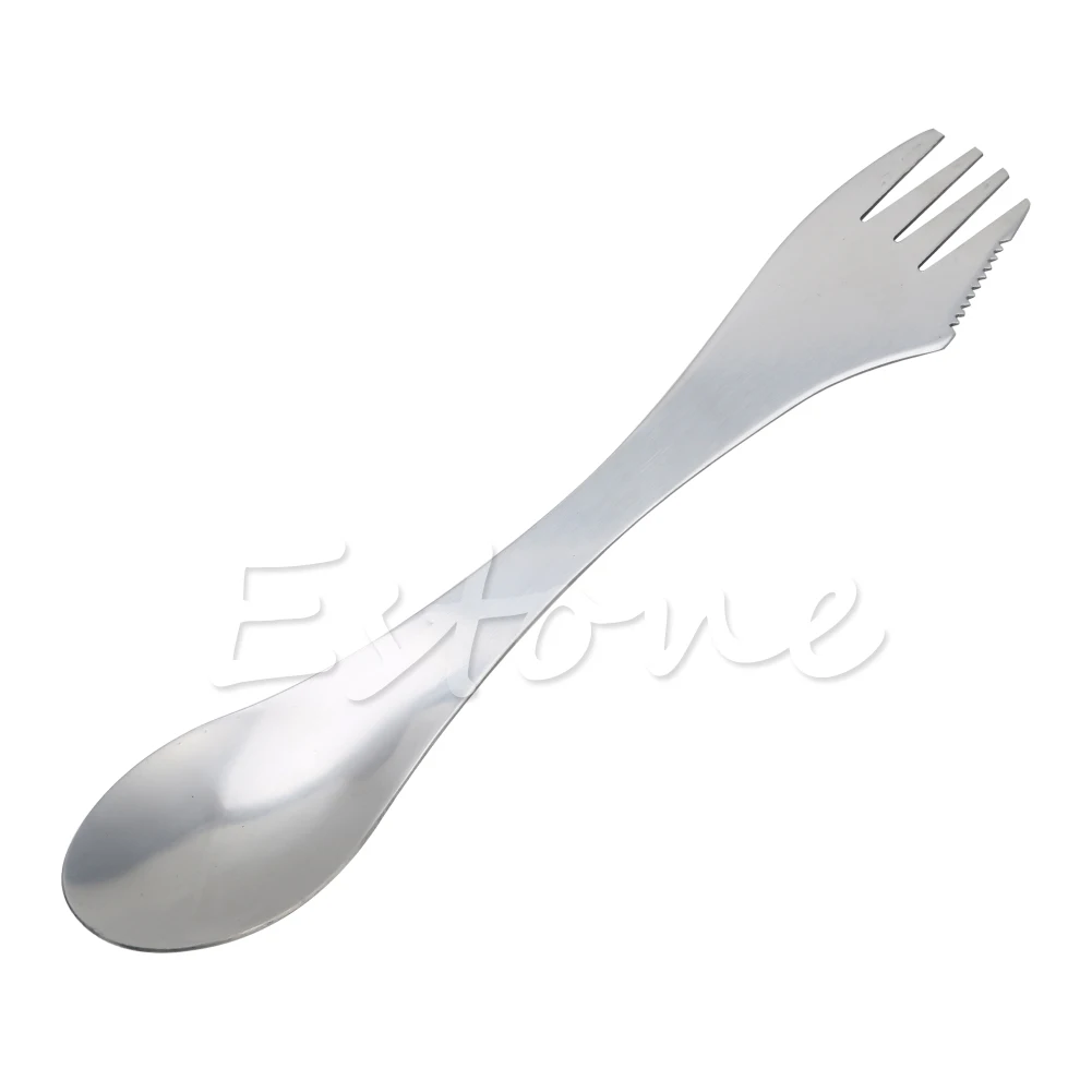 

2022 New Outdoor Camping Hiking Cookout Picnic 3 in 1 Spork Stainless Steel Fork Spoon