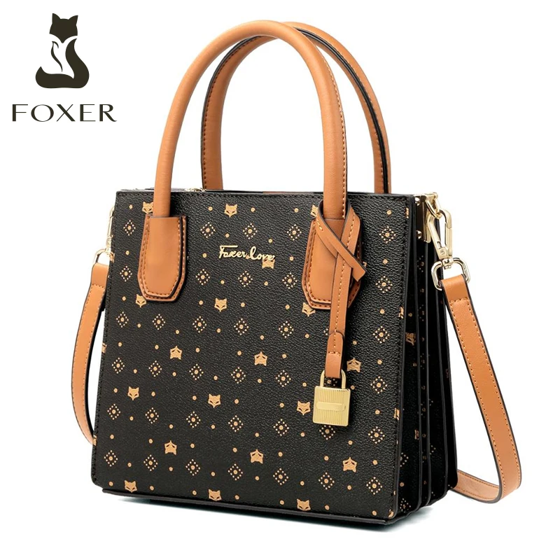 Женская сумка FOXER Signature Ретро стиль через плечо сумки из ПВХ кожи женская