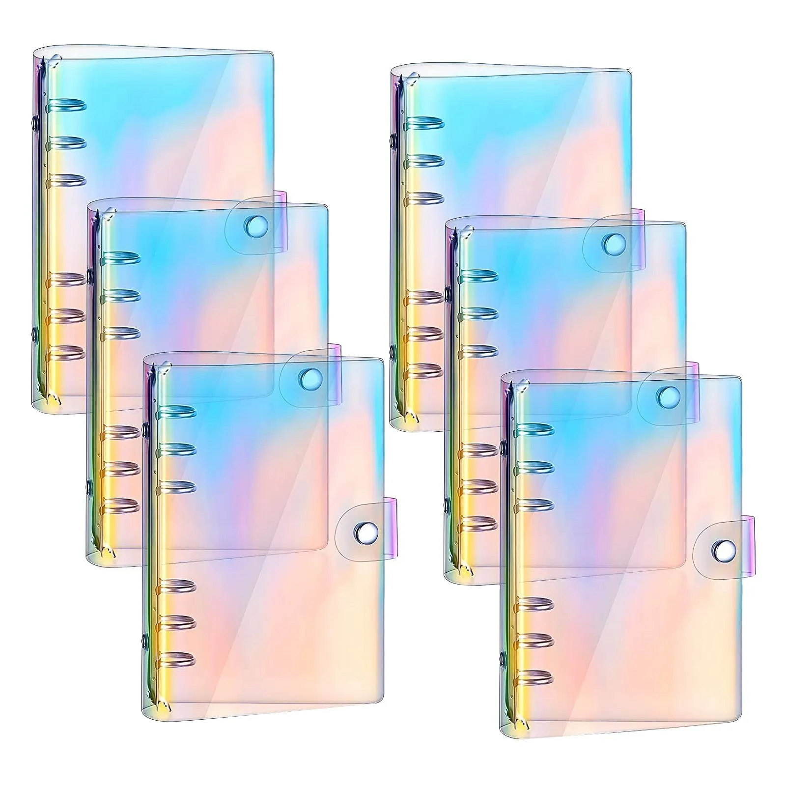 6 Pcs Rainbow Clear Notebook Binders 6-Ring Planner Binder Soft PVC Binder Transparent A6 Binder Cover Loose Leaf
6 Pcs Rainbow Clear Notebook Binders 6-Ring Planner Binder Soft PVC Binder Transparent A6 Binder Cover Loose Leaf