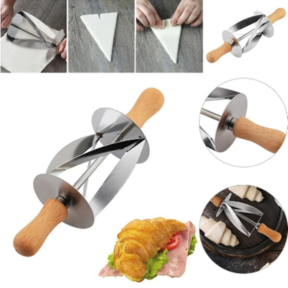 Wooden Roller Croissant Cutter Handle Stainless Steel Rolling Cutter for Making Croissant Kitchen Baking Tools
Wooden Roller Croissant Cutter Handle Stainless Steel Rolling Cutter for Making Croissant Kitchen Baking Tools