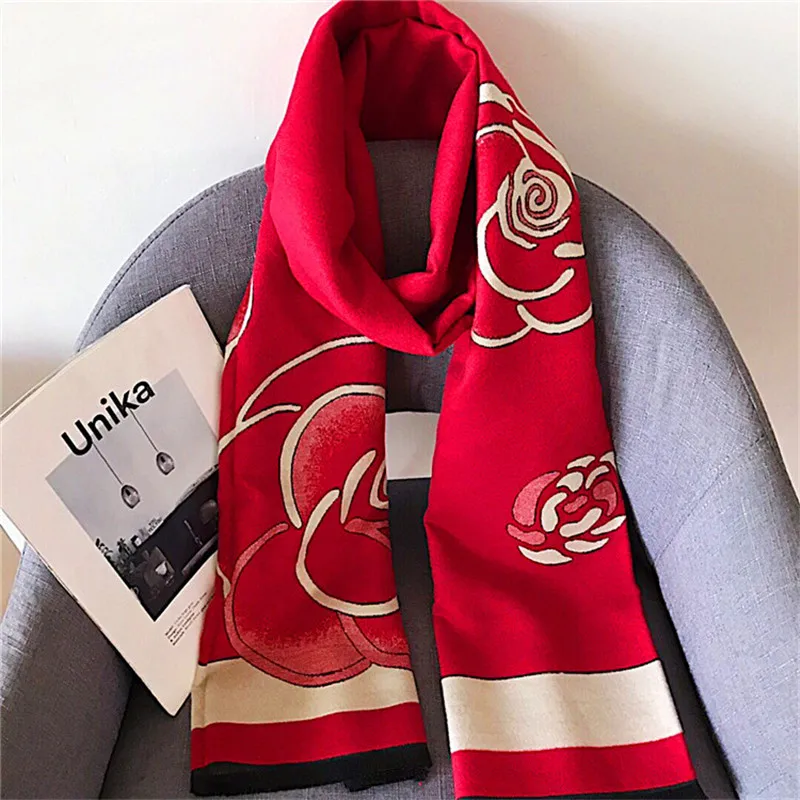 Designer Women's Autumn Winter Thick Camellia Female Scarf Warm Knitted Women Luxury Scarves Cashmere Shawls Fashion Accessories
Designer Women's Autumn Winter Thick Camellia Female Scarf Warm Knitted Women Luxury Scarves Cashmere Shawls Fashion Accessories