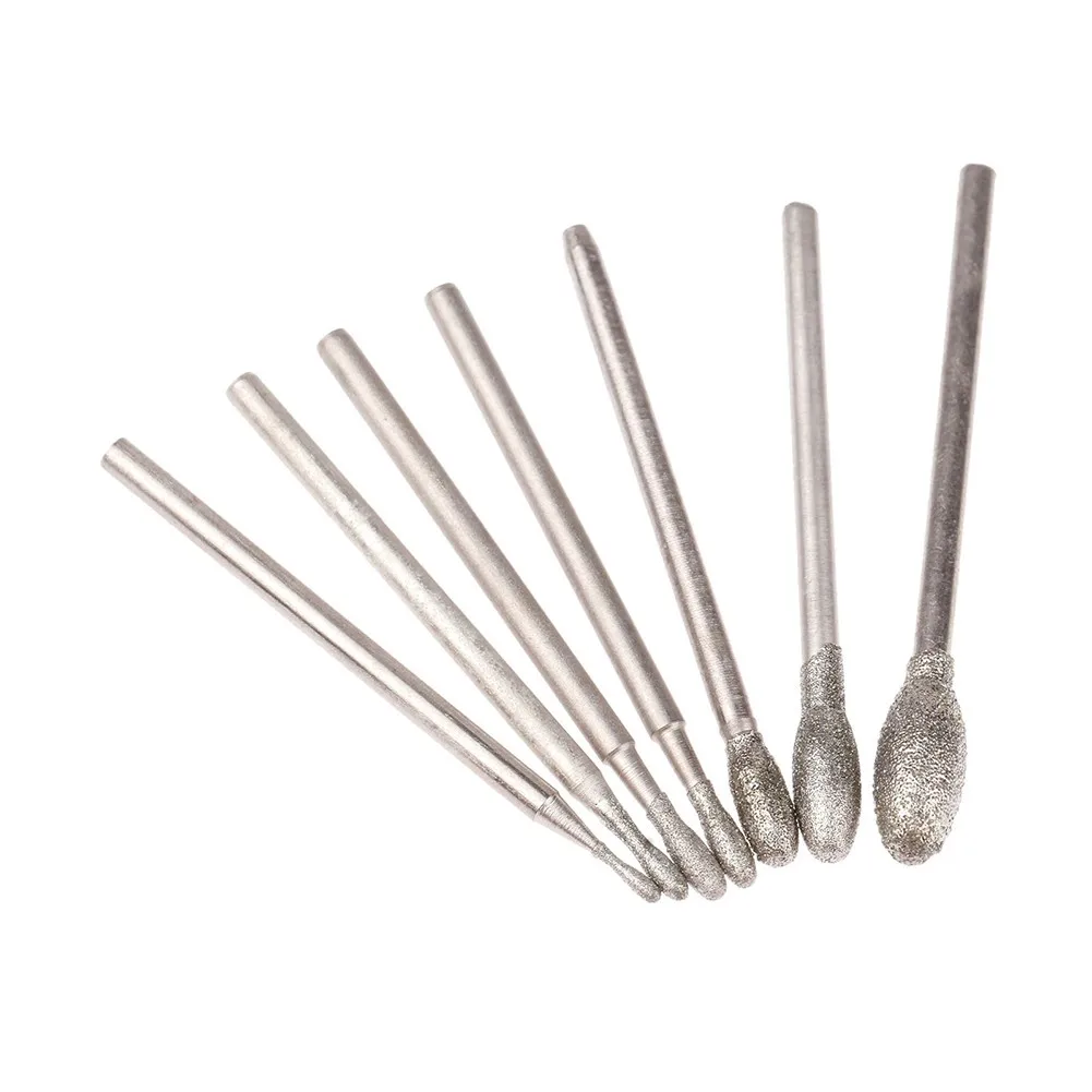 7Pcs/Set Oval Diamond Grinding Head Burrs Bits Grinding Head Polished 2.35mm Shank Jade Stone Carving Polishing Engraving Tool
7Pcs/Set Oval Diamond Grinding Head Burrs Bits Grinding Head Polished 2.35mm Shank Jade Stone Carving Polishing Engraving Tool