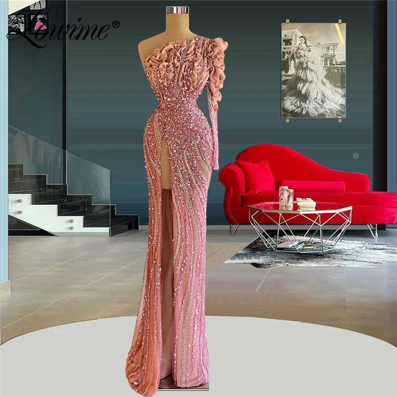 Lowime Pink Newest 2022 Heavy Crystal Evening Dress Long Single Sleeve Robe Femme Soiree Beaded Formal Party Dresses For Wedding
Lowime Pink Newest 2022 Heavy Crystal Evening Dress Long Single Sleeve Robe Femme Soiree Beaded Formal Party Dresses For Wedding