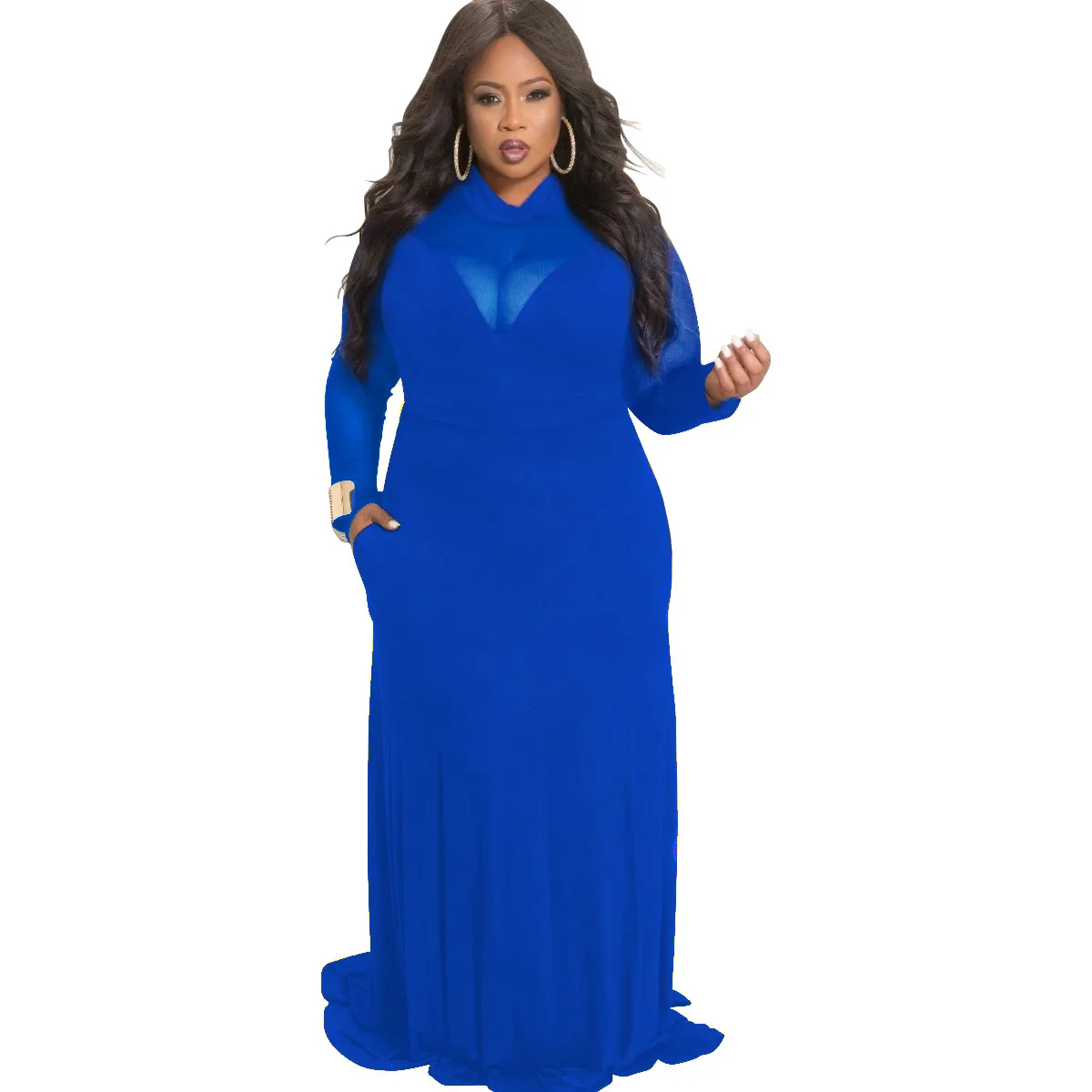 Chic Women Sexy Mesh Patchwork Floor-Length Dress Plus Size Lady O-neck High Waist Pockets See-through Party Dresses 2021 Spring
Chic Women Sexy Mesh Patchwork Floor-Length Dress Plus Size Lady O-neck High Waist Pockets See-through Party Dresses 2021 Spring