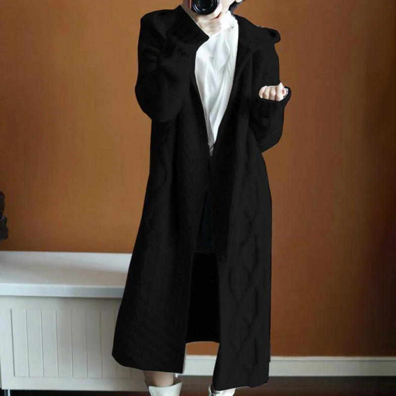 Long Warm Hodded Cardigan Women's Ladies Jacket Autumn Cardigan Long Sleeved Blouse Solid Knit Jacket 
Long Warm Hodded Cardigan Women's Ladies Jacket Autumn Cardigan Long Sleeved Blouse Solid Knit Jacket