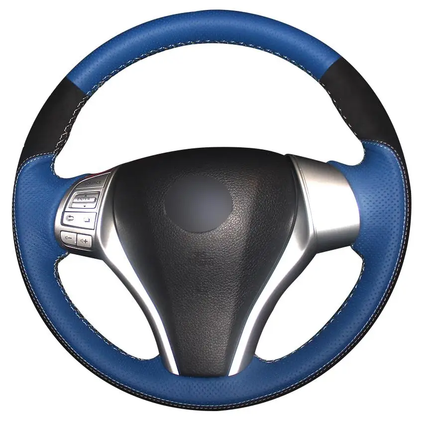 DIY Non-slip Durable Blue Natural Leather Black Suede Car Steering Wheel Cover For Nissan Teana Altima 2013 -2016 X -Trail Qashq
DIY Non-slip Durable Blue Natural Leather Black Suede Car Steering Wheel Cover For Nissan Teana Altima 2013 -2016 X -Trail Qashq