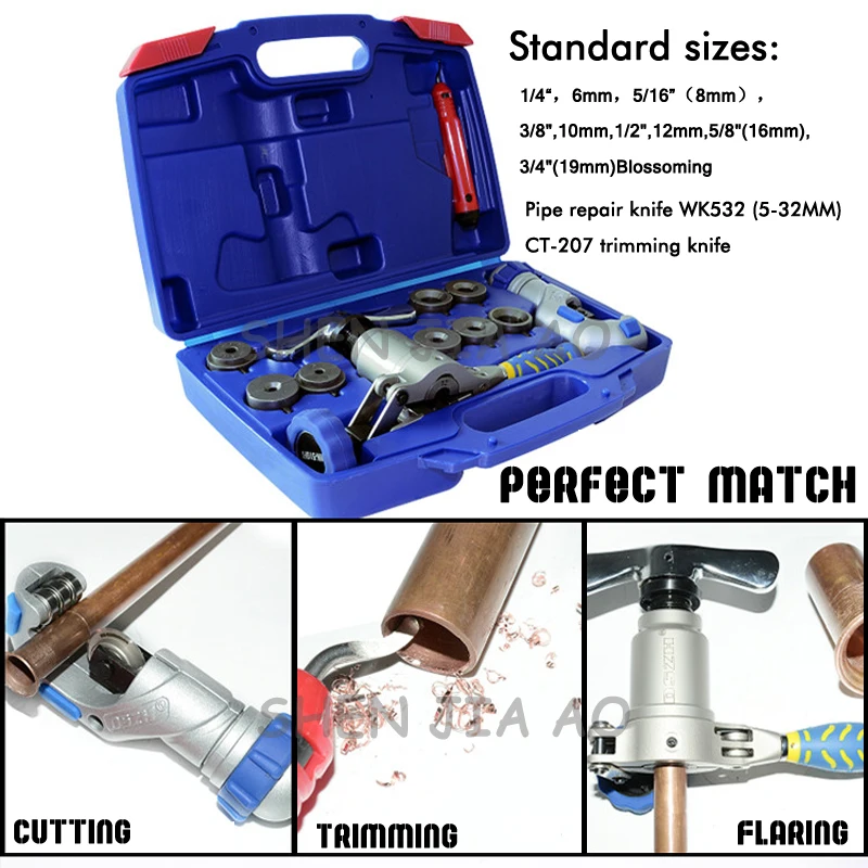 Brass Pipe Expander WK-519FT-L One-piece Eccentric Copper Pipe Flaring Tool Kit Refrigeration Tools