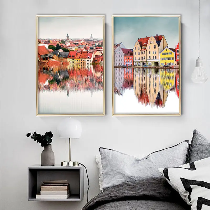 Nordic Town Reflection Canvas Painting Abstract House Lake Landscape Poster and Print Modern Decorative Pictures for Home Decor
Nordic Town Reflection Canvas Painting Abstract House Lake Landscape Poster and Print Modern Decorative Pictures for Home Decor