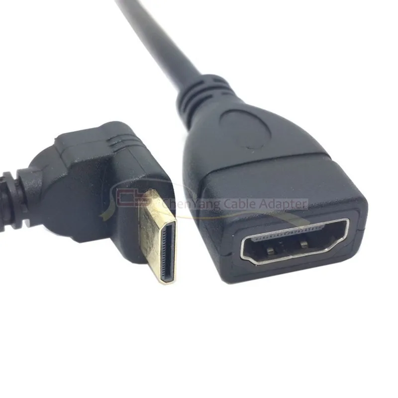 Переходник Mini HDMI (штекер)/HDMI (гнездо) под углом 90 градусов 10 см черный | Компьютеры