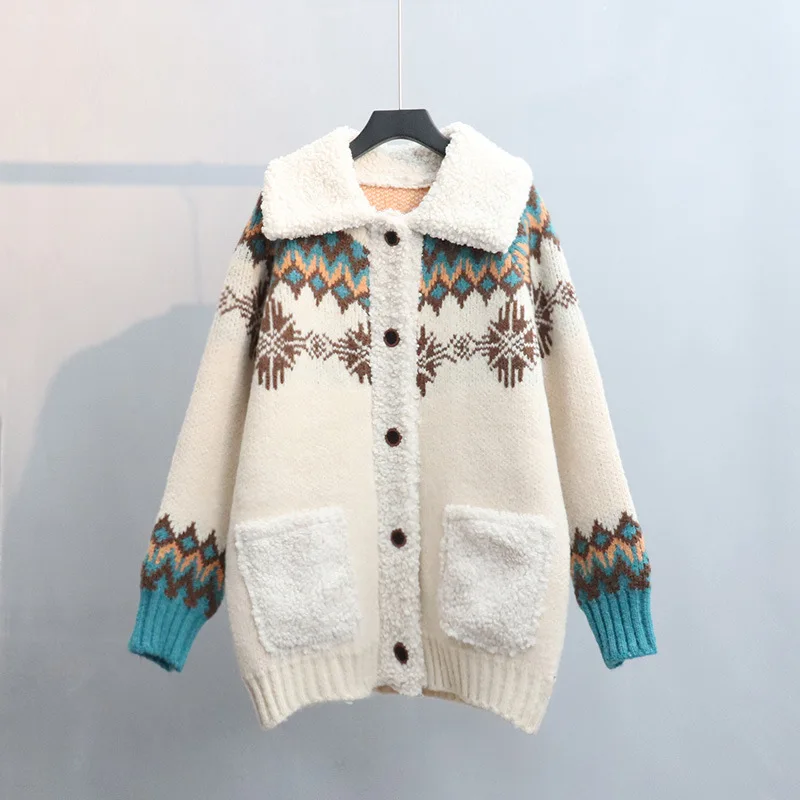 Women Red Christmas Sweater Women Cardigans Fur Collar Stitching Thicken Winter Fashion Korean Tops
Women Red Christmas Sweater Women Cardigans Fur Collar Stitching Thicken Winter Fashion Korean Tops