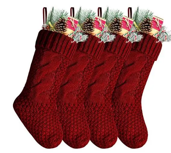 Unique Burgundy Knit Christmas Stockings Rustic Personalized Knitted Xmas Party fireplace Decoration Stocking Cream white 37cm
Unique Burgundy Knit Christmas Stockings Rustic Personalized Knitted Xmas Party fireplace Decoration Stocking Cream white 37cm
